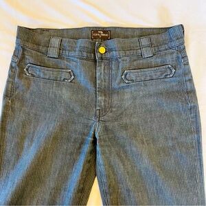 7 for All Mankind Gray Striped Flare High Rise Stretch Trouser Denim Jean SZ 32